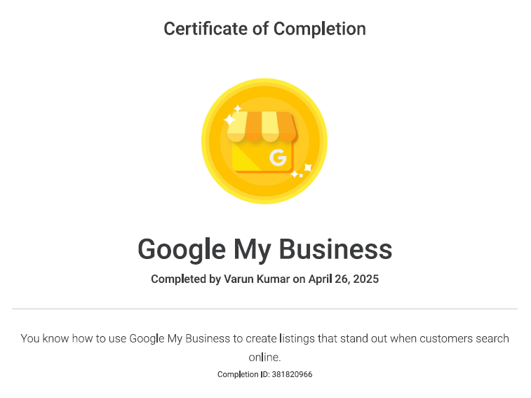 Google My Business Certificate Google My Business Certificate by Google Skill Shop